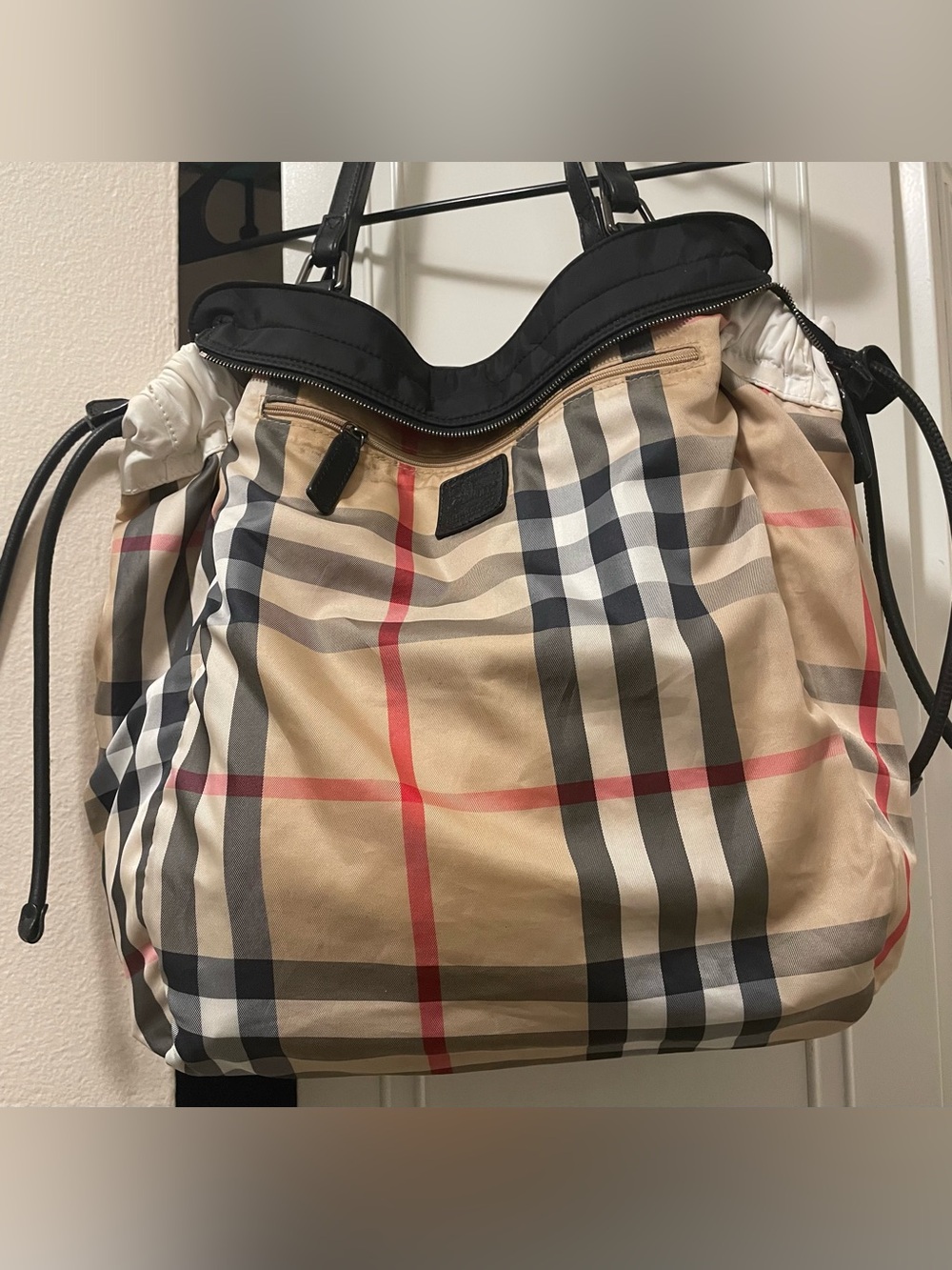 Burberry Classic Plaid Tote Bag in Beige